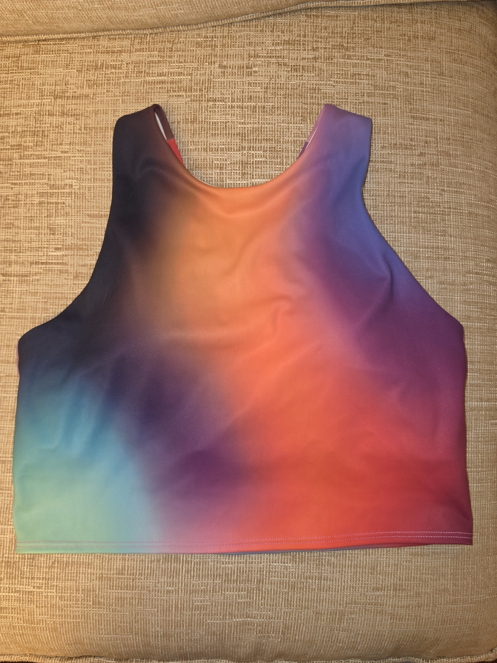 Athleta Rainbow Gradient Crop Top - Blue, Purple, Pink, Orange
